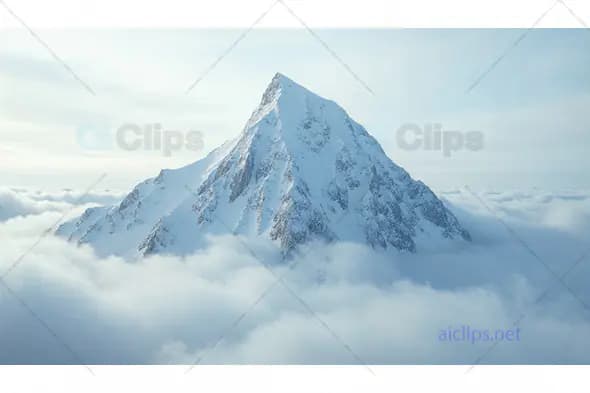 Snow-Covered Mountain Peak Above Clouds