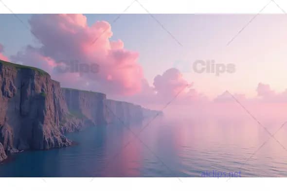 Scenic Coastal Cliffs at Sunset with Pink Clouds