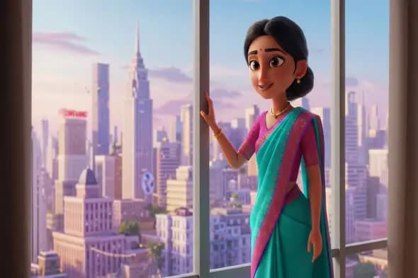 Modern Indian Woman in Urban Landscape
