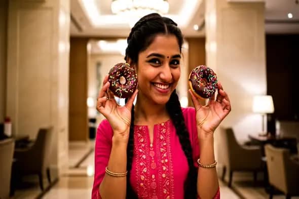 Joyful Moment with Chocolate Donuts