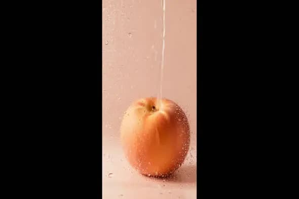 Refreshing Peach Under Water Stream