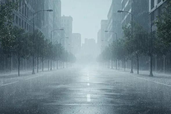 Urban Downpour Cityscape