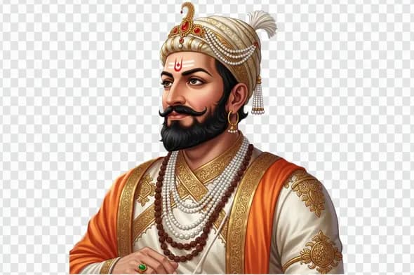 Chhatrapati Shivaji Maharaj Regal Portrait Illustration Clipart PNG