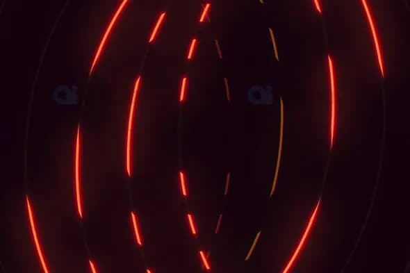 Rotating Red Neon Rings on Dark Background