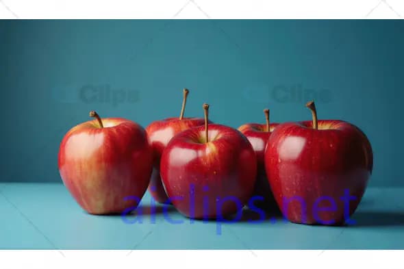 Fresh Red Apples on Blue Background