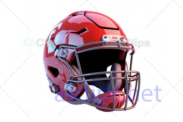 3D Red American Football Helmet
