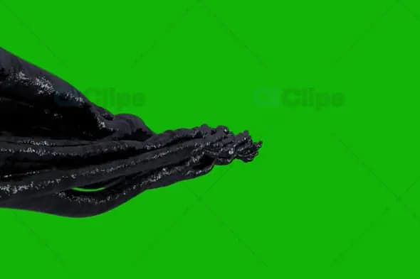 Black Liquid Flow Animation - Green Screen Background