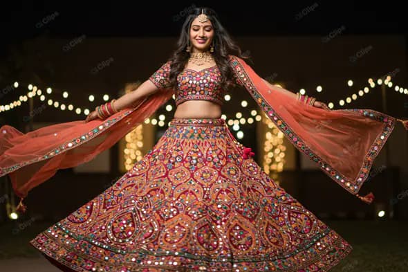 Exuberant Bride in Vibrant Lehenga