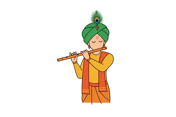 Krishna-inspired Flute Player Vector