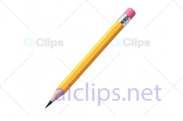 Realistic 3D Yellow Pencil with Eraser