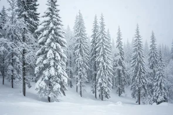 Serene Snowy Pine Forest