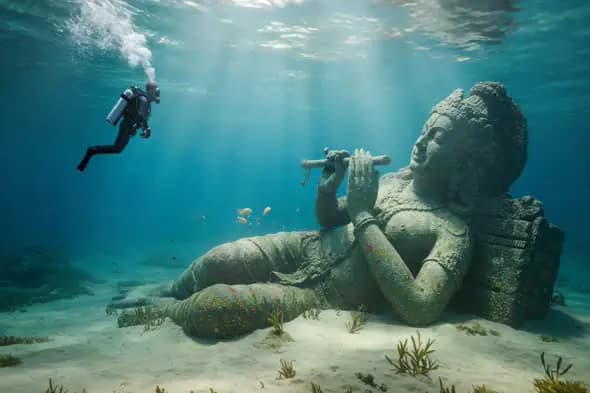 Underwater Krishna Idol Discovery