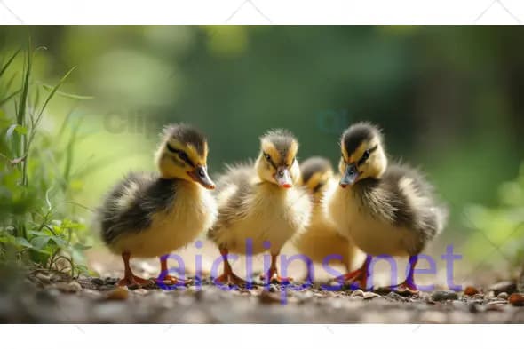 Group of Adorable Ducklings Outdoors