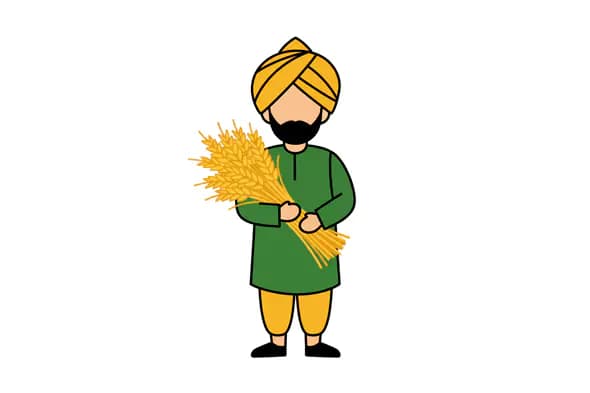Sikh Farmer with Wheat Vector