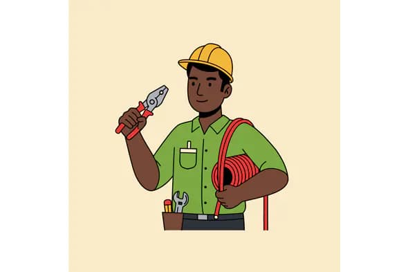 Cheerful Electrician Vector Illustration