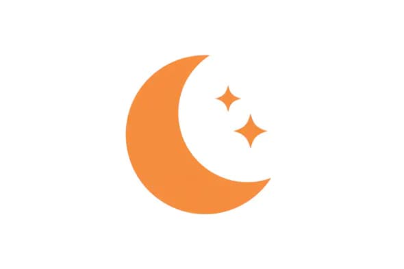 Vibrant Orange Crescent and Stars Icon