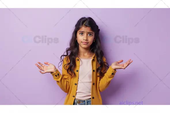 Confused Young Girl on a Purple Background