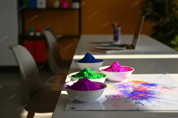 Vibrant Holi Powder Home Office