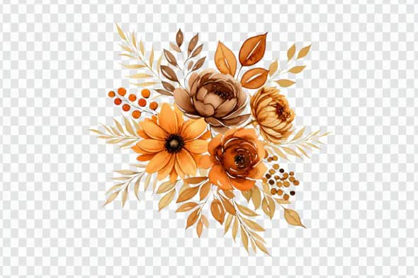 Autumn Floral Bouquet Watercolor Illustration PNG Clipart