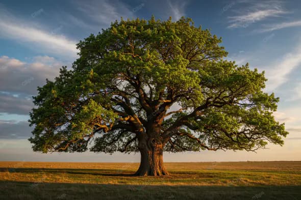 Majestic Oak in Golden Field