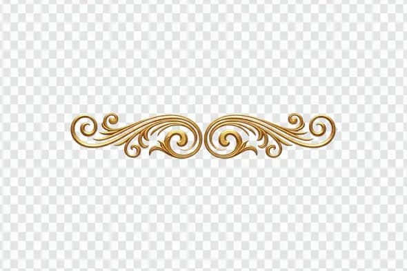 Elegant Gold Textured Baroque Divider Ornament Clipart PNG