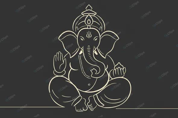 Elegant Ganesha Line Art
