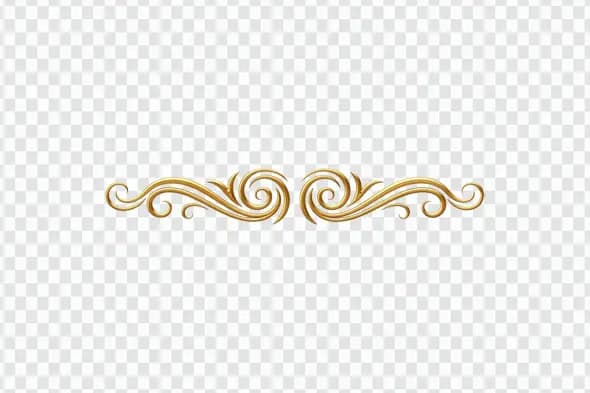 Elegant Gold Metallic Swirl Divider Ornament Clipart PNG