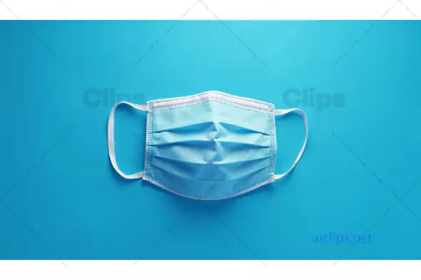 Blue Disposable Face Mask on Blue Background