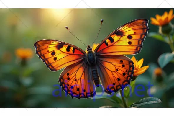 Orange Butterfly on Flower in Sunlight