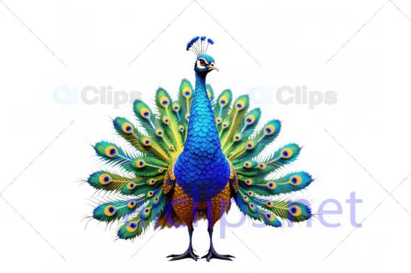 Elegant 3D Model of a Peacock with Spread Feathers