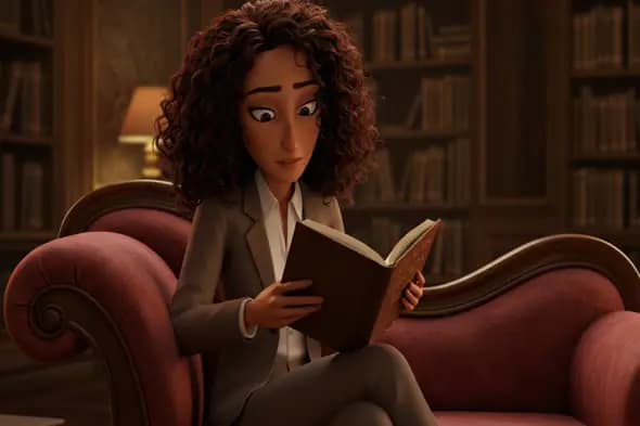 Animated Character Reading in Library