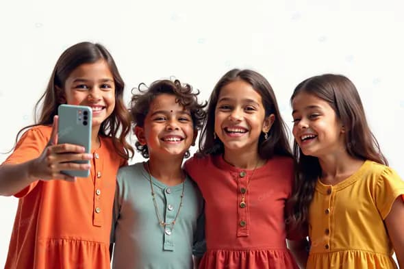 Diverse Children's Fashion Group Selfie