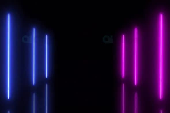Neon Light Reflection Background with Blue and Pink Bars