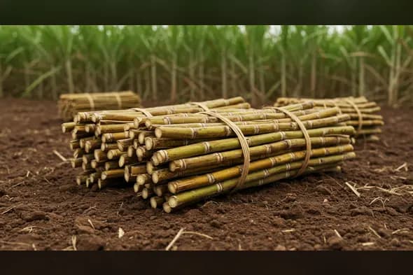 Sugarcane Harvest Close-Up in Indian Farmland | AIClips Rural Agriculture Backdrop