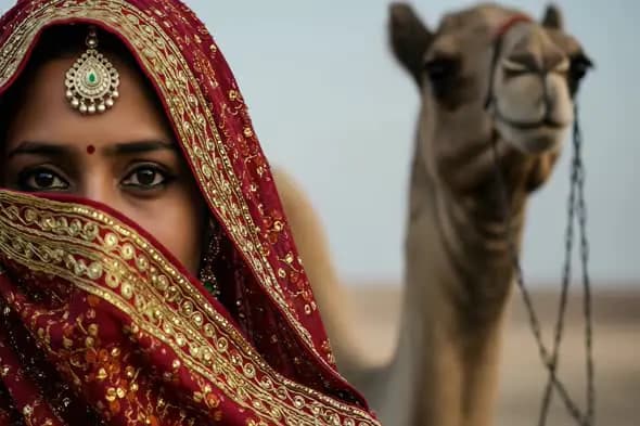 Desert Woman with Camel