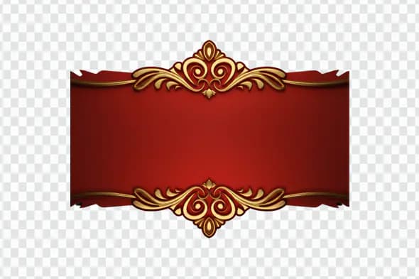 Luxurious Red Banner Golden Ornate Frame PNG