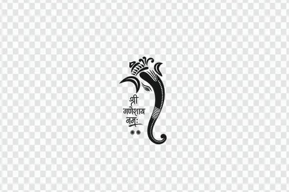 Shri Ganeshay Namah Mantra Grey Calligraphy Ganesha PNG