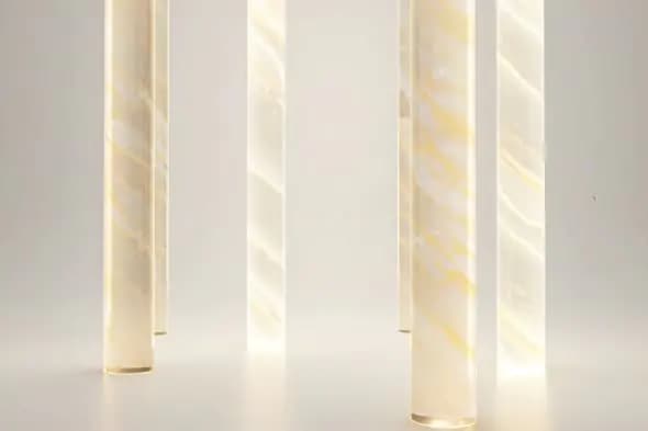 Minimal Marble Columns with Soft Glow Lighting