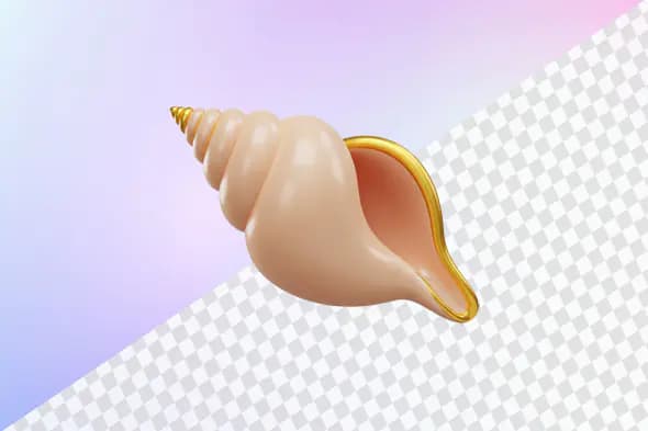 Realistic seashell with golden rim 3D model