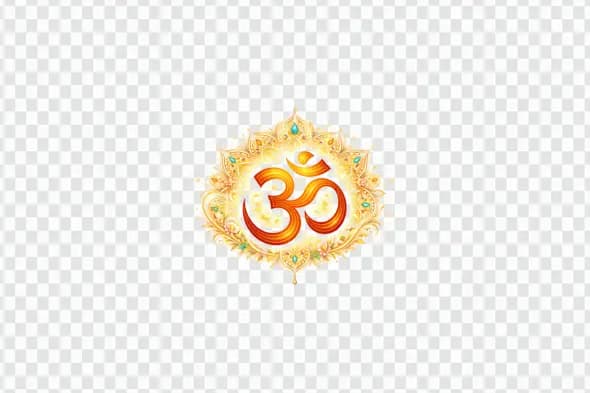 Artistic Hindu Om Symbol with Golden Mandala Clipart