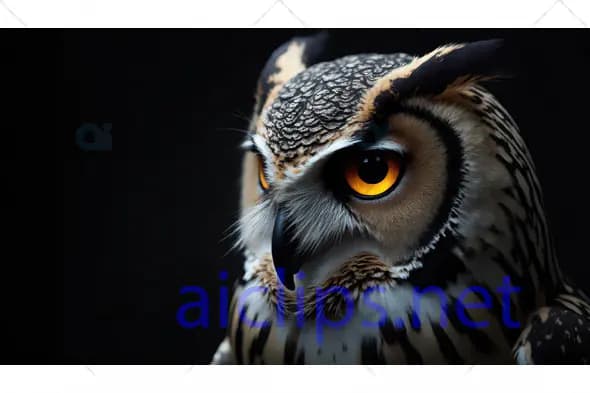 Close-Up of an Owl on Dark Background