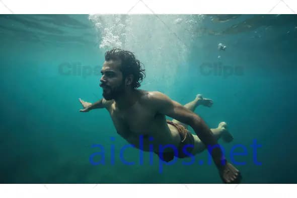 Man Swimming Underwater in Ocean