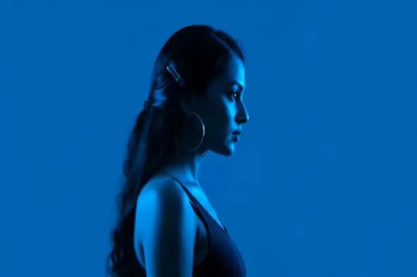 Neon Blue Profile Portrait