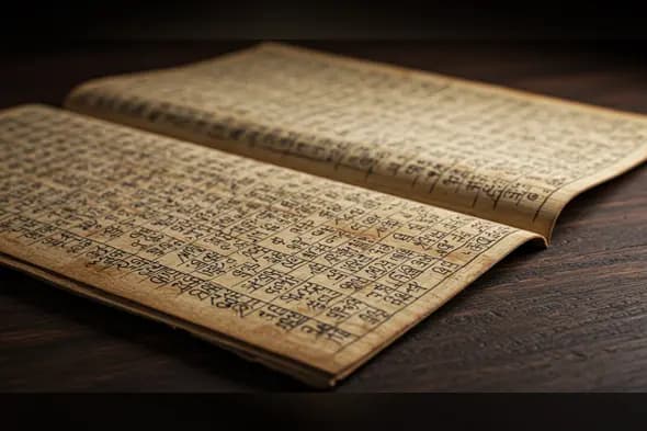 Traditional Sanskrit Scripture with Grid Layout | Ancient Indian Manuscript