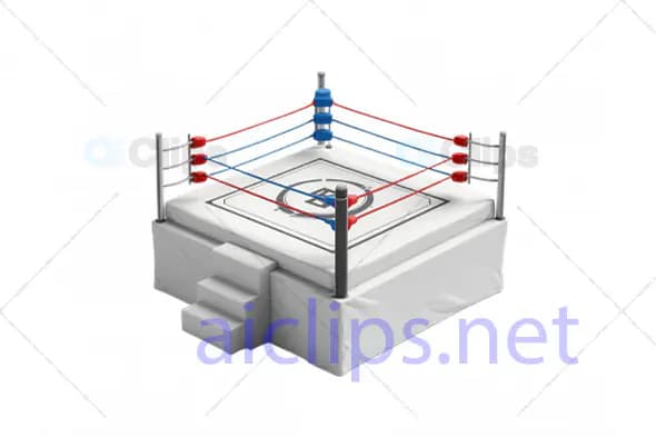 3D Boxing Ring with Red and Blue Ropes in Minimalist Design