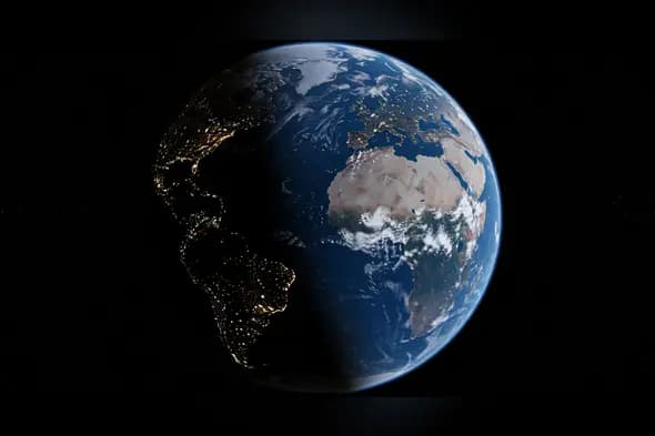 Earth View from Space Showing Day-Night Divide
