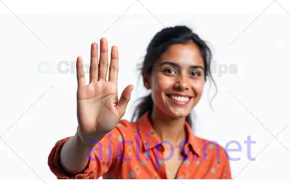Smiling Woman Waving Hand
