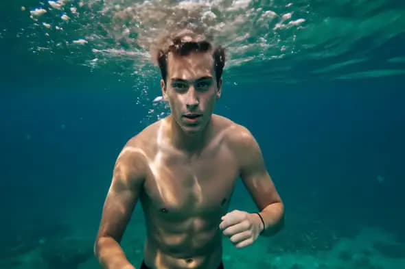 Underwater Swimmer in Turquoise Sea