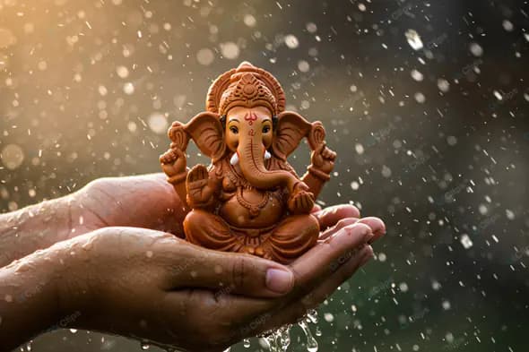 Sacred Ganesha in Rainfall