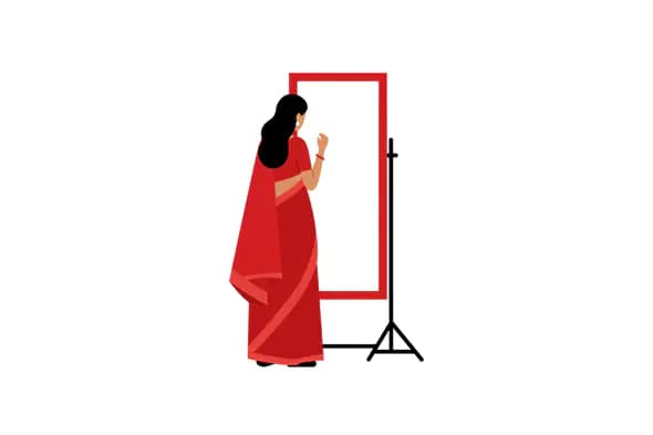 Indian Woman Mirror Vector
